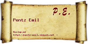 Pentz Emil névjegykártya